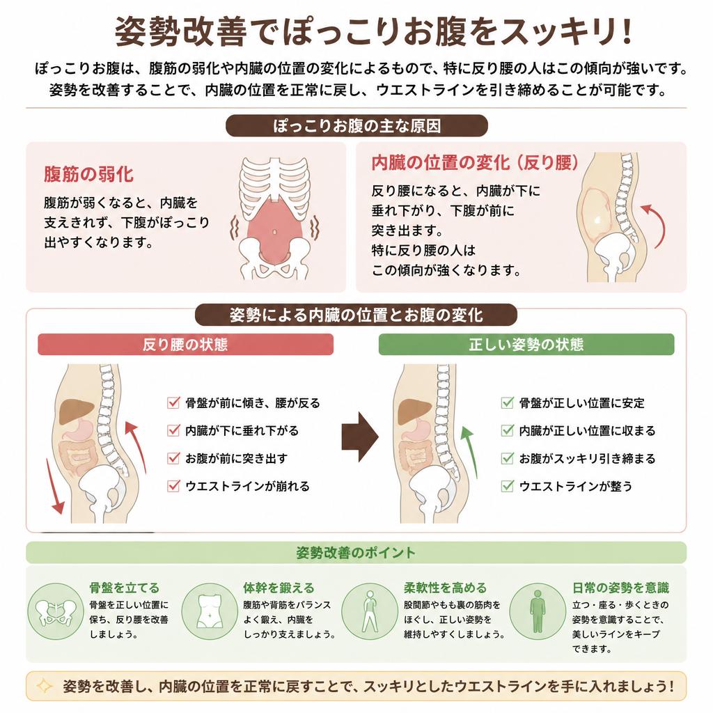 ぽっこりお腹の原因