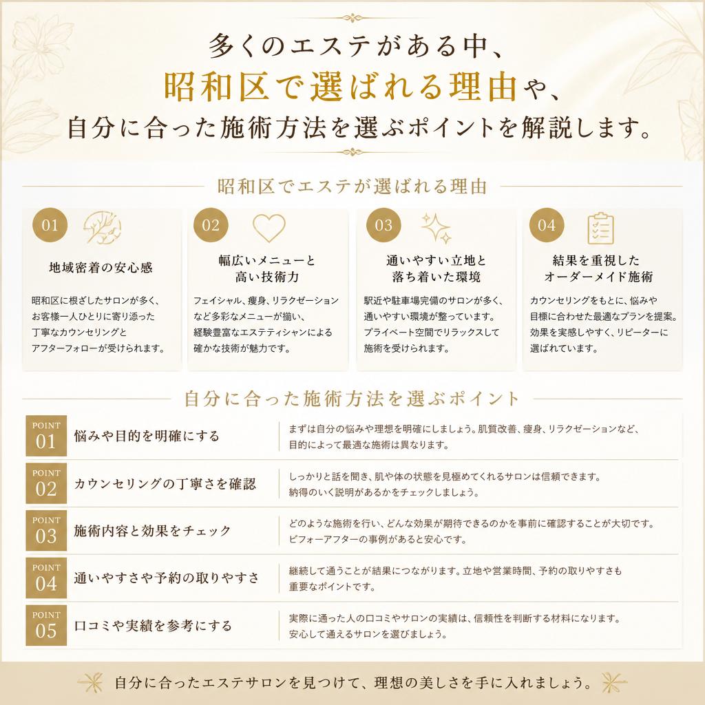 2. 昭和区での痩身エステの選び方