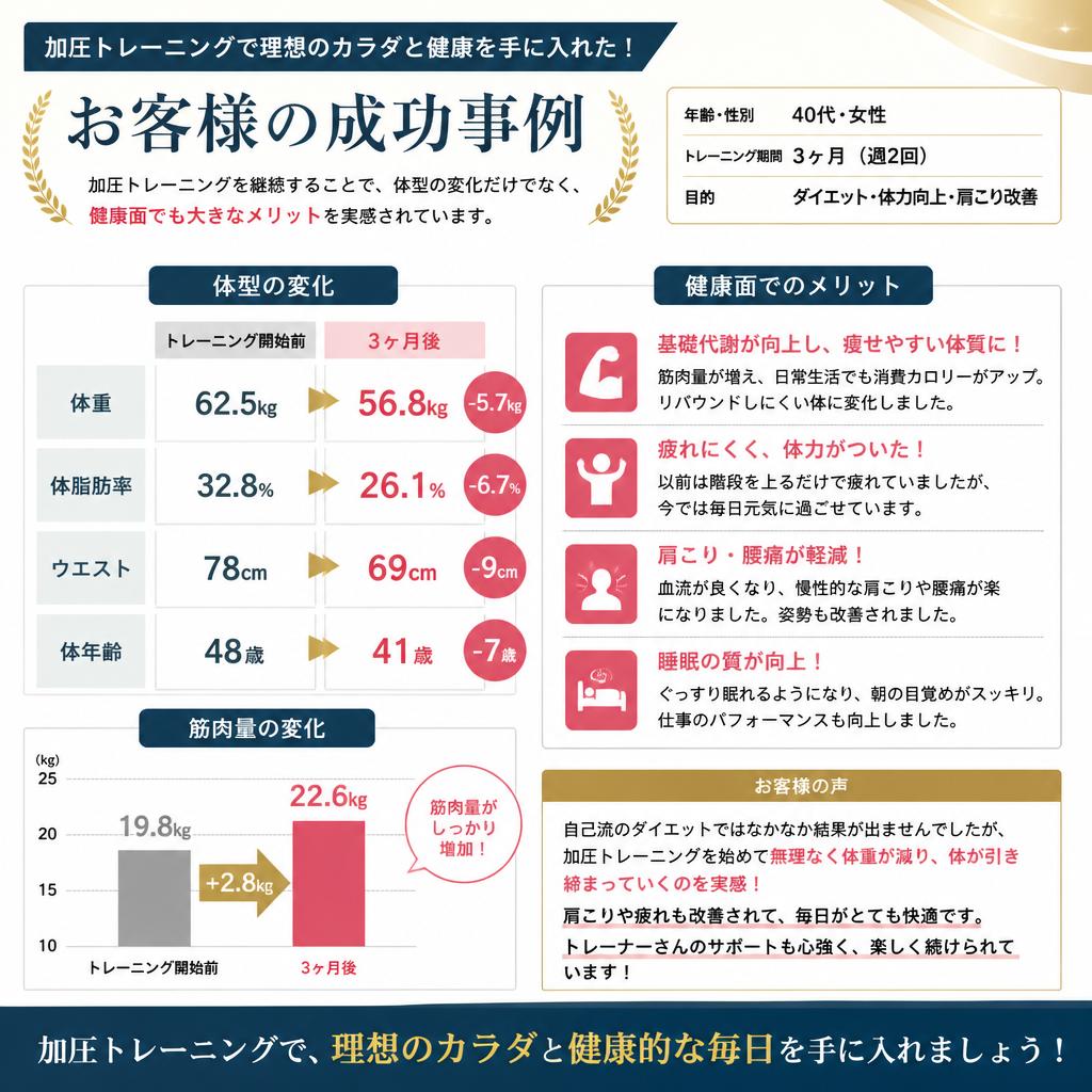 成功事例の紹介｜加圧トレーニングで変わった体験談
