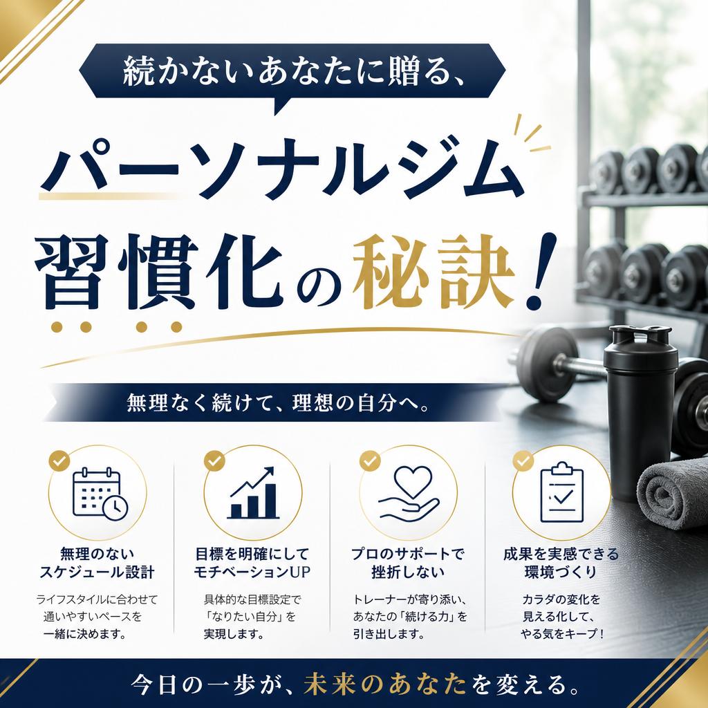 続かないあなたに贈る、パーソナルジム習慣化の秘訣！