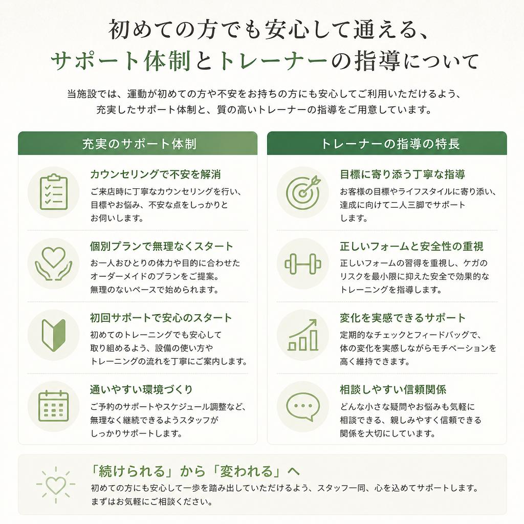 初心者歓迎！安心のトレーニング環境